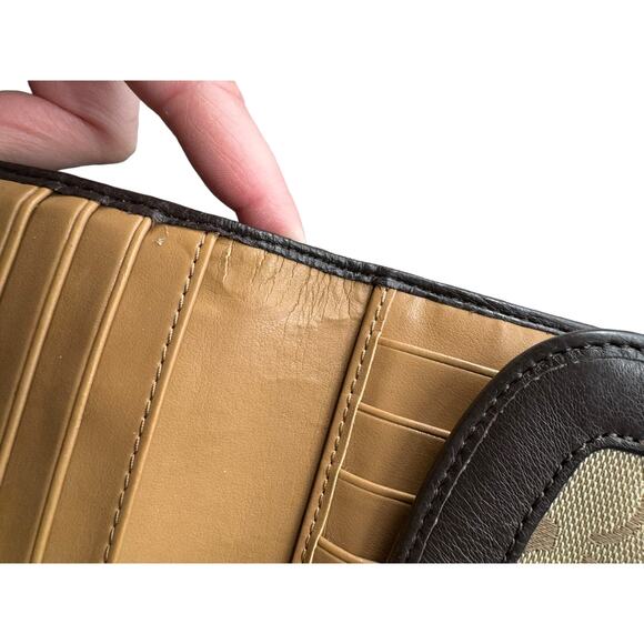 Coach Khaki Park Signature Turnlock Checkbook Wallet - Picture 5 of 7